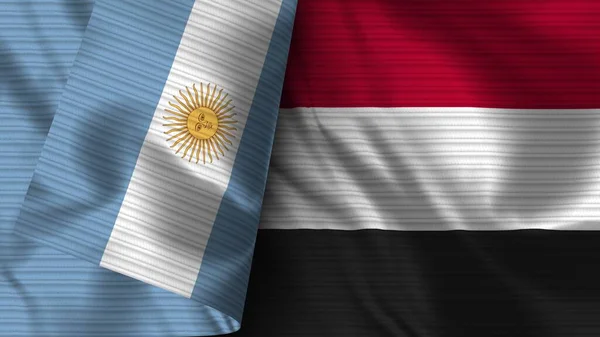 Yemen Argentina Tela Bandera Realista Textura Ilustración — Foto de Stock