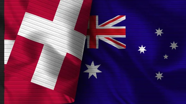 Australia Denmark Realist Flag Fabric Texture Illustration — стокове фото
