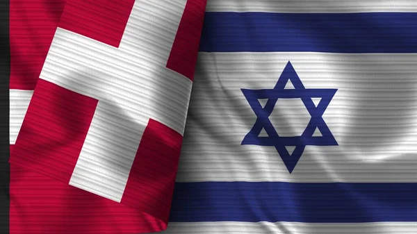 Ισραήλ Και Δανία Ρεαλιστική Σημαία Ύφασμα Εικονογράφηση — Φωτογραφία Αρχείου