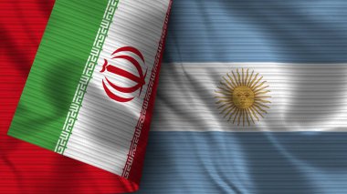 Arjantin ve İran Gerçekçi Bayrak Kumaşı Dokusu 3D Görüntü
