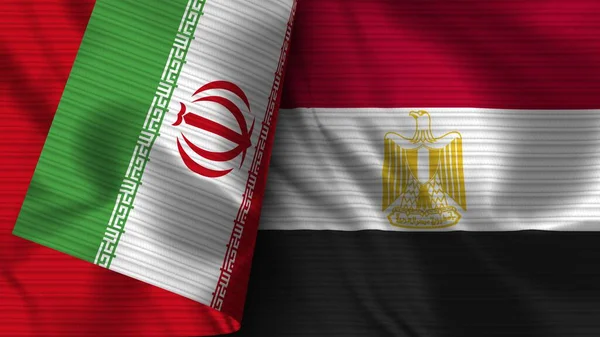 Egitto Iran Realistico Bandiera Tessuto Texture Illustrazione — Foto Stock