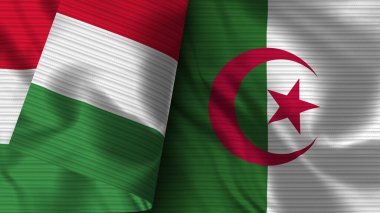 Cezayir ve İtalya Gerçekçi Bayrak Kumaşı Dokusu 3D Görüntü