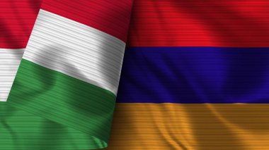 Ermenistan ve İtalya Gerçekçi Bayrak Kumaşı Dokusu 3B Görüntü