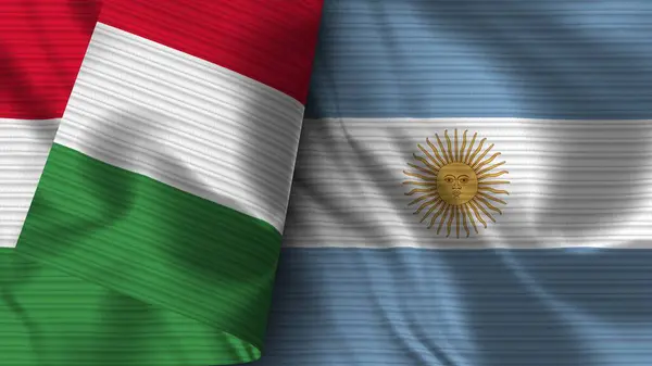 Argentina Italia Tela Bandera Realista Textura Ilustración —  Fotos de Stock