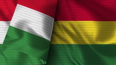 Bolivya ve İtalya Gerçekçi Bayrak Kumaşı Dokusu 3B Görüntü