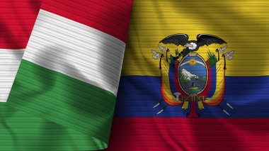 Ekvador ve İtalya Gerçekçi Bayrak Kumaşı Dokusu 3B Görüntü