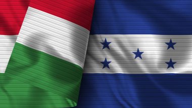 Honduras ve İtalya Gerçekçi Bayrak Kumaşı Dokusu 3B Görüntü