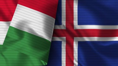 İzlanda ve İtalya Gerçekçi Bayrak Kumaşı Dokusu 3B Görüntü