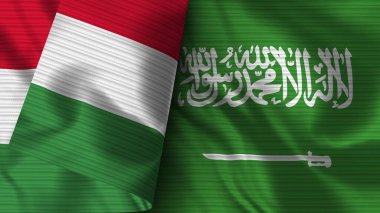 Suudi Arabistan ve İtalya Gerçekçi Bayrak Kumaşı Üç Boyutlu Görüntü