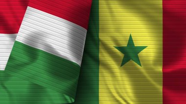 Senegal ve İtalya Gerçekçi Bayrak Kumaşı Dokusu 3B Görüntü