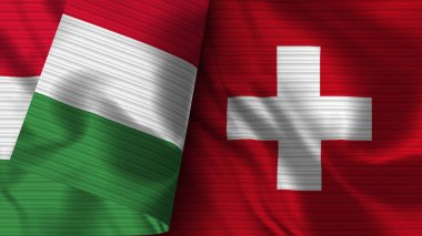İsviçre ve İtalya Gerçekçi Bayrak Kumaşı Dokusu 3D Görüntü