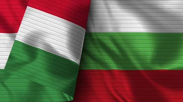 Bulharsko Itálie Realistické Vlajky Textilní Textura Ilustrace — Stock fotografie