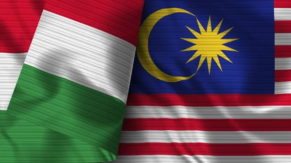 Malaysia Italy Realistic Flag Fabric Texture Illustration — 스톡 사진