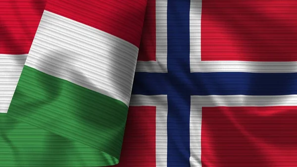 노르웨이와 이탈리아 Realistic Flag Fabric Texture Illustration — 스톡 사진
