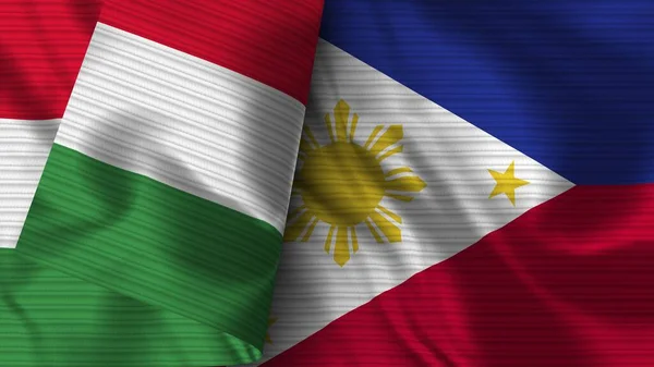 Philippines Italy Realistic Flag Fabric Texture Illustration — Stok Foto