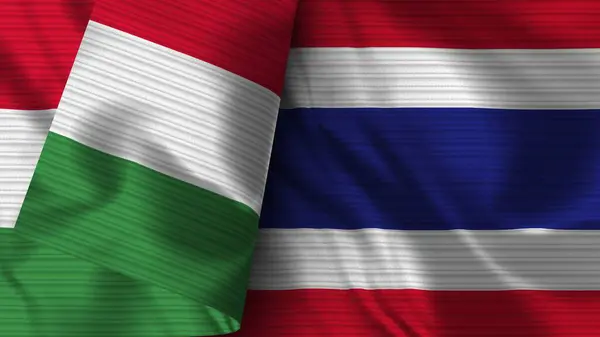 Tailândia Itália Realista Bandeira Tecido Textura Ilustração — Fotografia de Stock