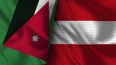 Avusturya ve Ürdün Gerçekçi Bayrak Kumaşı Dokusu 3D Görüntü