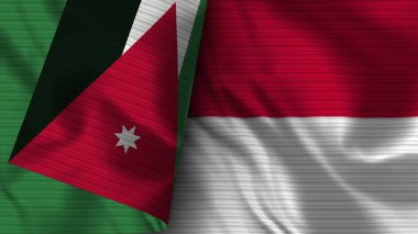 Endonezya ve Ürdün Gerçekçi Bayrak Kumaşı Dokusu 3B Görüntü