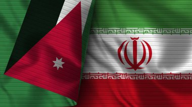 İran ve Ürdün Gerçekçi Bayrak Kumaşı Üç Boyutlu Görüntü