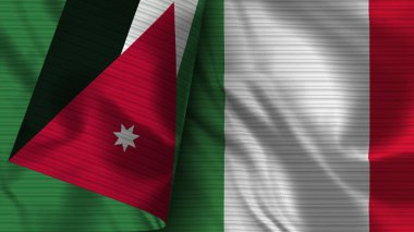 İtalya ve Ürdün Gerçekçi Bayrak Kumaşı Üç Boyutlu Görüntü