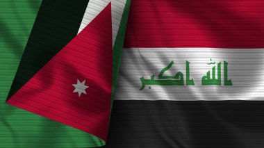 Irak ve Ürdün Gerçekçi Bayrak Kumaşı Üç Boyutlu Görüntü