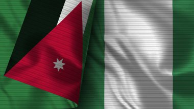 Nijerya ve Ürdün Gerçekçi Bayrak Kumaşı Dokusu 3D Görüntü