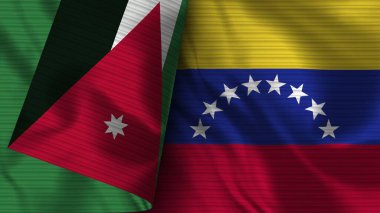 Venezuela ve Ürdün Gerçekçi Bayrak Kumaşı Dokusu 3D Görüntü