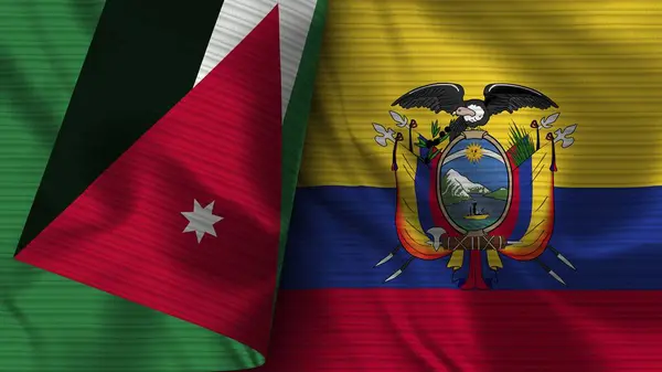 Ecuador Jordania Tela Bandera Realista Textura Ilustración — Foto de Stock