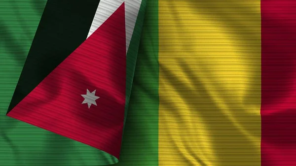 Mali Jordanië Realistische Vlag Stof Textuur Illustratie — Stockfoto