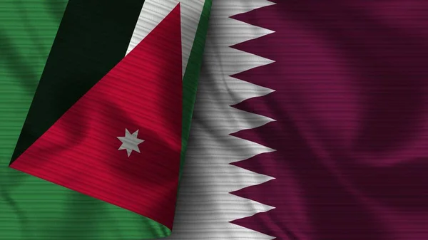 Katar Und Jordanien Realistische Flagge Stoff Textur Illustration — Stockfoto