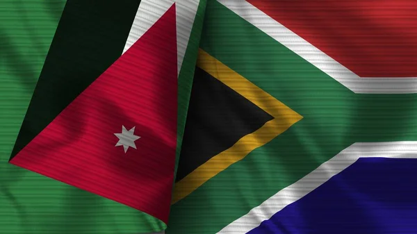 Südafrika Und Jordanien Realistische Flagge Textur Illustration — Stockfoto