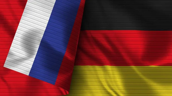 Deutschland Und Russland Realistische Flagge Textur Illustration — Stockfoto