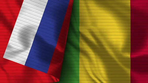 Mali Oroszország Realisztikus Zászló Szövet Textúra Illusztráció — Stock Fotó