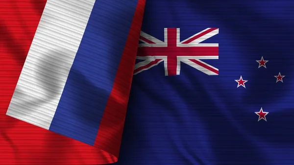 Zéland Oroszország Realisztikus Zászló Szövet Textúra Illusztráció — Stock Fotó