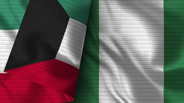 Нігерія Кувейт Realist Flag Fabric Texture Illustration — стокове фото