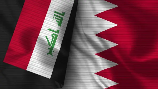 Bahrain Iraq Realist Flag Fabric Texture Illustration — стокове фото