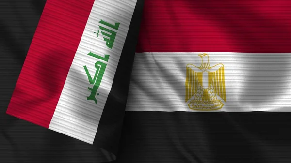 Єгипет Ірак Realist Flag Fabric Texture Illustration — стокове фото