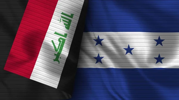 Honduras Und Irak Realistische Flaggen Textur Illustration — Stockfoto