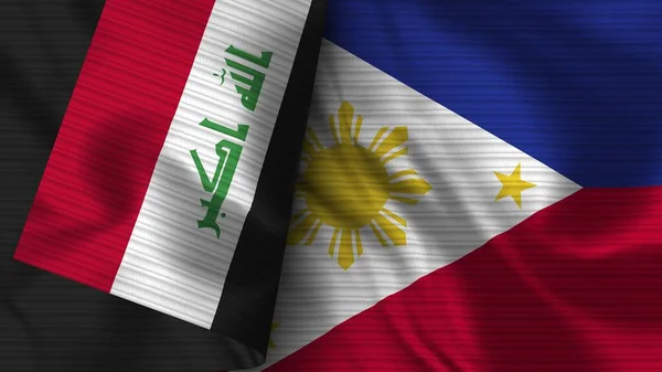 Filipinas Irak Tela Bandera Realista Textura Ilustración —  Fotos de Stock