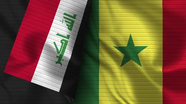 Senegal Irak Tela Bandera Realista Textura Ilustración —  Fotos de Stock