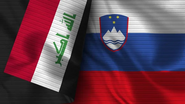 Slowenien Und Irak Realistische Flagge Textur Illustration — Stockfoto
