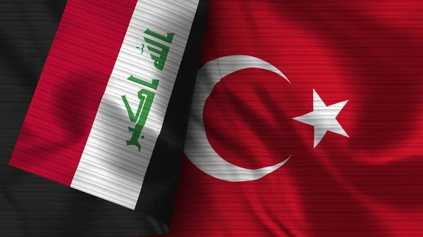 Turkije Irak Realistische Vlag Stof Textuur Illustratie — Stockfoto