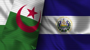 El Salvador ve Cezayir Gerçekçi Bayrak Kumaşı 3 boyutlu Görüntü