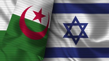 İsrail ve Cezayir Gerçekçi Bayrak Kumaşı Dokusu 3D Görüntü