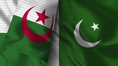Pakistan ve Cezayir Gerçekçi Bayrak Kumaşı Dokusu 3D Görüntü