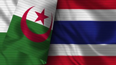 Tayland ve Cezayir Gerçekçi Bayrak Kumaşı Dokusu 3D Görüntü