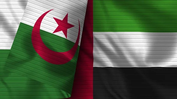 Verenigde Arabische Emiraten Algerije Realistische Vlag Textuur Illustratie — Stockfoto