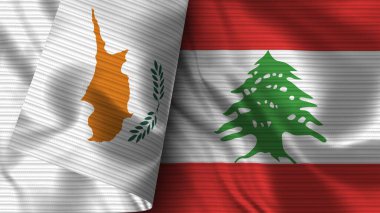 Lübnan ve Kıbrıs Rum Kesimi Gerçekçi Bayrak Kumaşı Dokusu 3D Görüntü