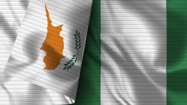 Nijerya ve Kıbrıs Rum Kesimi Gerçekçi Bayrak Kumaşı Dokusu 3D Görüntü