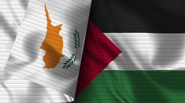 Filistin ve Kıbrıs Rum Kesimi Gerçekçi Bayrak Kumaşı Dokusu 3D Görüntü